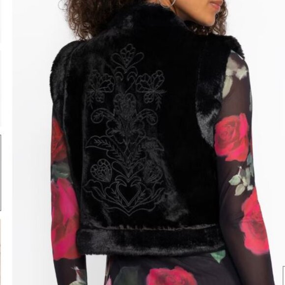 NWT Johnny Was 3J Workshop Biya JWLA Rachella Vest Bethanie Faux Fur Velvet M - Picture 2 of 8